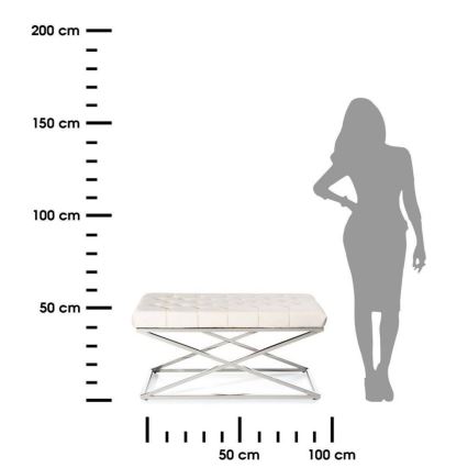 Banc matelassé SALIBA 50x97 cm chrome brillant/crème
