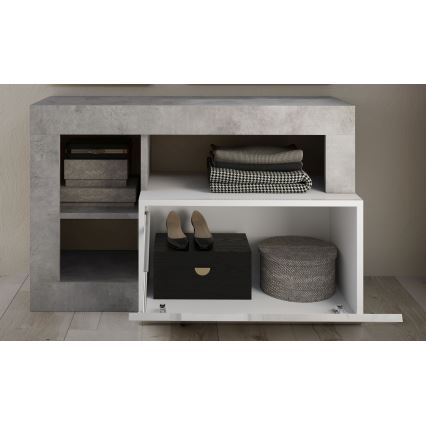 Bank LENOR wit/grijs, beton