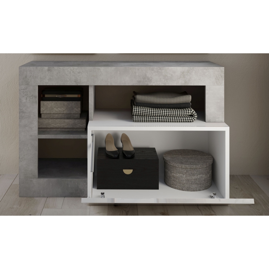 Bank LENOR wit/grijs, beton