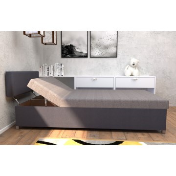 Banquette-lit rembourrée à réglage d'inclinaison avec rangement DALLAS 108x205 cm gris/anthracite