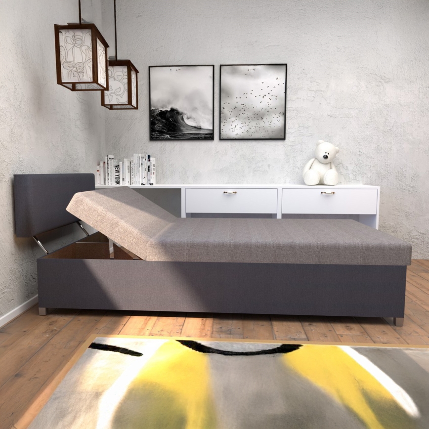 Banquette-lit rembourrée à réglage d'inclinaison avec rangement DALLAS 108x205 cm gris/anthracite