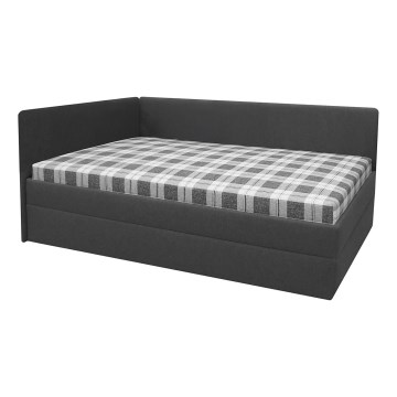 Banquette-lit rembourrée ARLY 110x200 cm, tête réversible (gauche/droite) anthracite/blanc