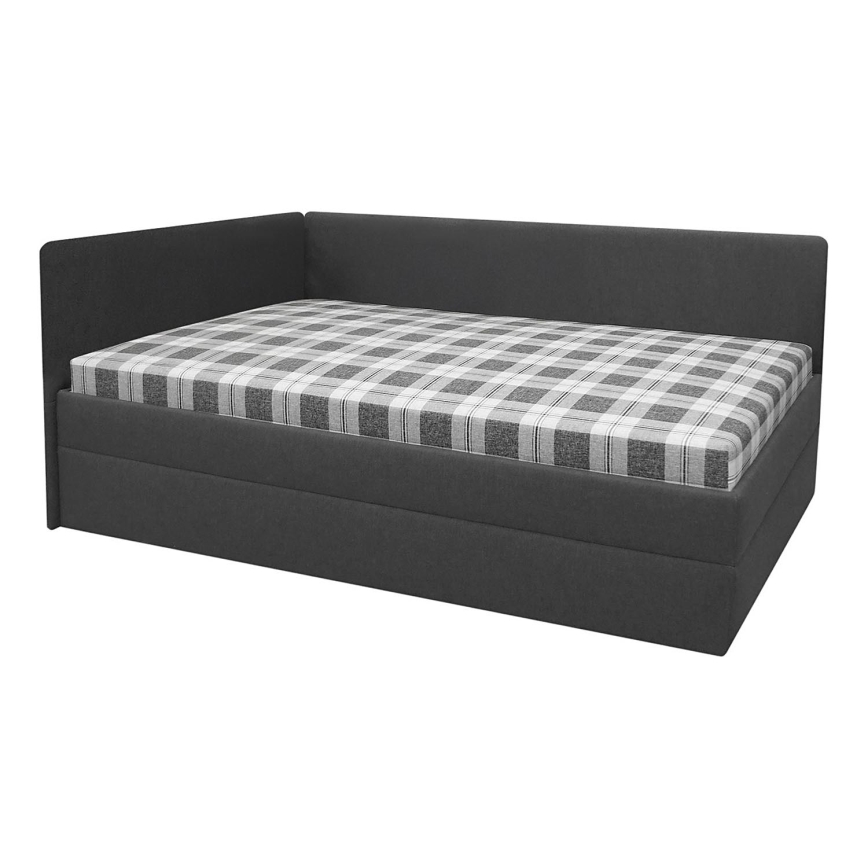Banquette-lit rembourrée ARLY 110x200 cm, tête réversible (gauche/droite) anthracite/blanc