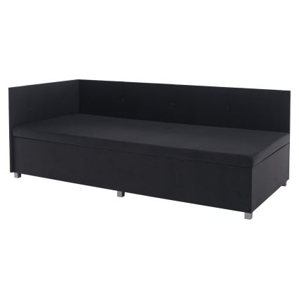 Lit banquette rembourré avec tête réversible et coffre de rangement AMSTERDAM 90x200 cm gris