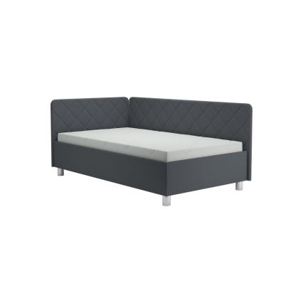 Banquette rembourrée avec coffre de rangement et matelas EMILE 110x200 cm gris