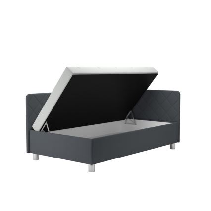 Banquette rembourrée avec coffre de rangement et matelas EMILE 110x200 cm gris