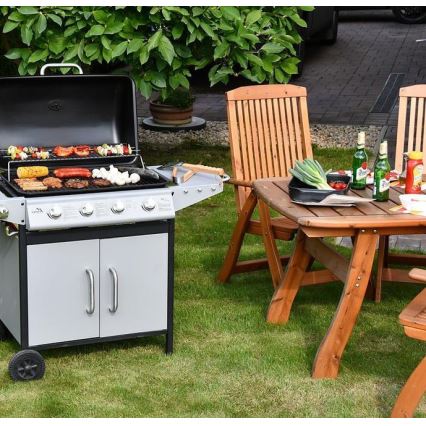 Barbecue à gaz 4 brûleurs en acier inoxydable