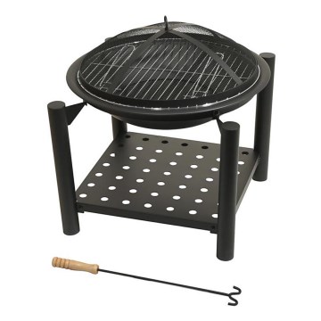 Barbecue au bois portatif avec grille 48 cm