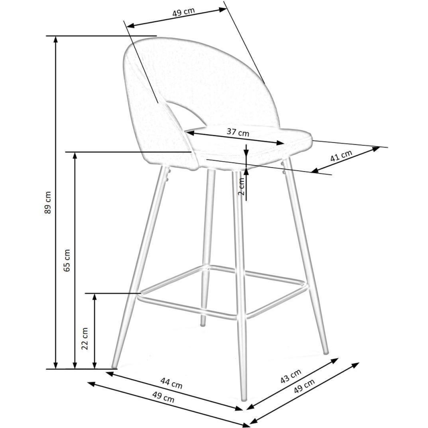 Barkruk 89x49 cm grijs/zwart