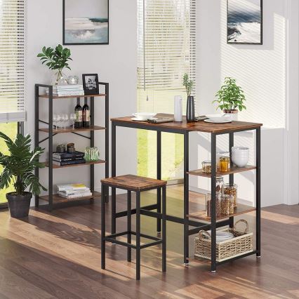 Bartafel met planken BARTIS bruin/zwart