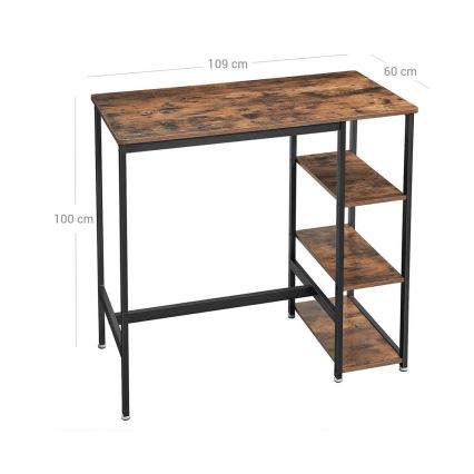 Bartafel met planken BARTIS bruin/zwart