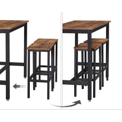 Bartafelset met 2 barstoelen BARTIS bruin/zwart