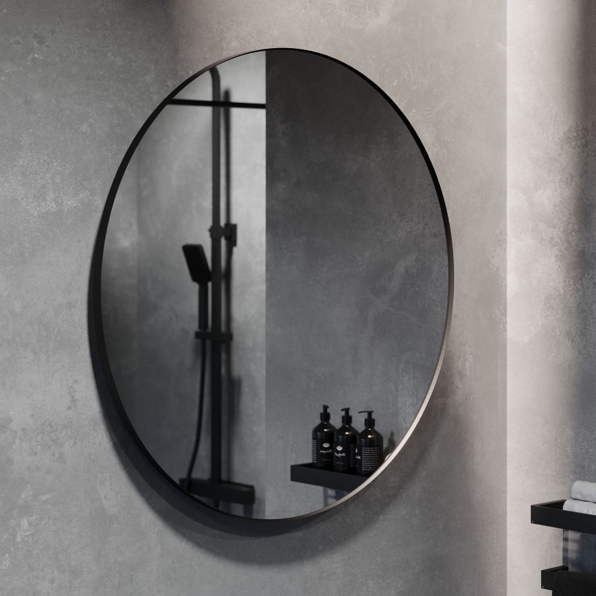 BATH DELUXE 01-080-09-02-00 - Miroir de salle de bains BORGSTED d. 80 cm noir