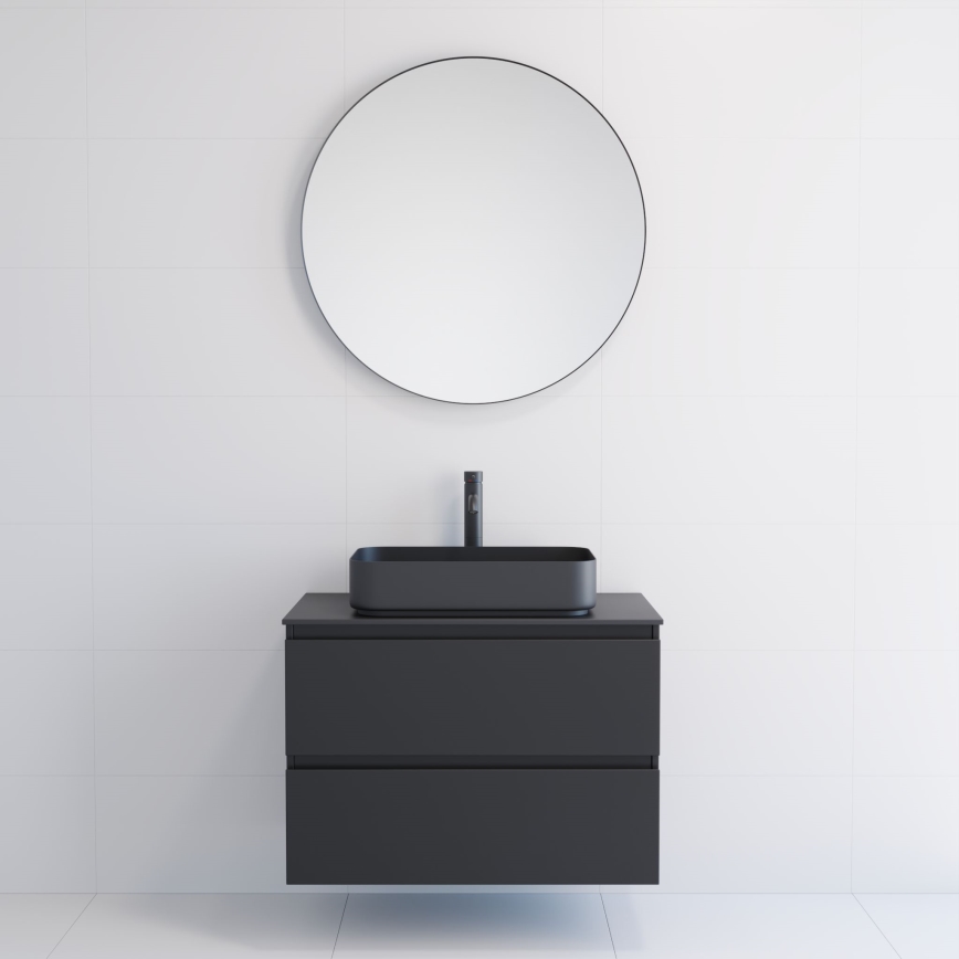 BATH DELUXE 01-080-09-02-00 - Miroir de salle de bains BORGSTED d. 80 cm noir