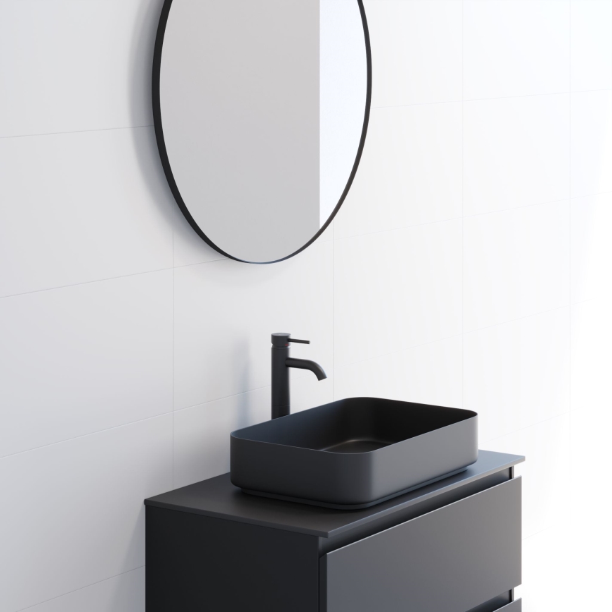 BATH DELUXE 01-080-09-02-00 - Miroir de salle de bains BORGSTED d. 80 cm noir