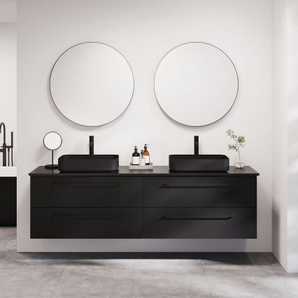 BATH DELUXE 01-080-09-02-00 - Miroir de salle de bains BORGSTED d. 80 cm noir
