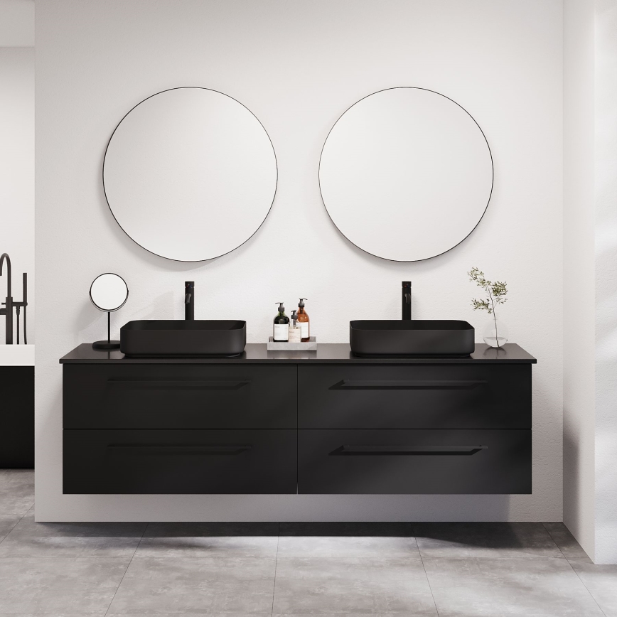 BATH DELUXE 01-080-09-02-00 - Miroir de salle de bains BORGSTED d. 80 cm noir