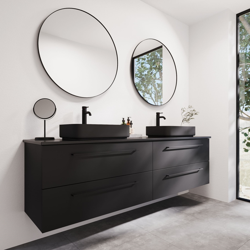 BATH DELUXE 01-080-09-02-00 - Miroir de salle de bains BORGSTED d. 80 cm noir