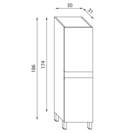 BATH DELUXE 04-030-63-01-01 - Badkamerkast KENWOOD 186 cm mat wit