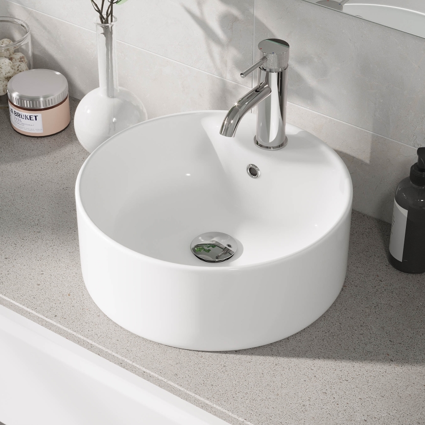 BATH DELUXE 06-038-09-11-00 - Vasque à poser VIKEDAL Ø 38 cm céramique/blanche