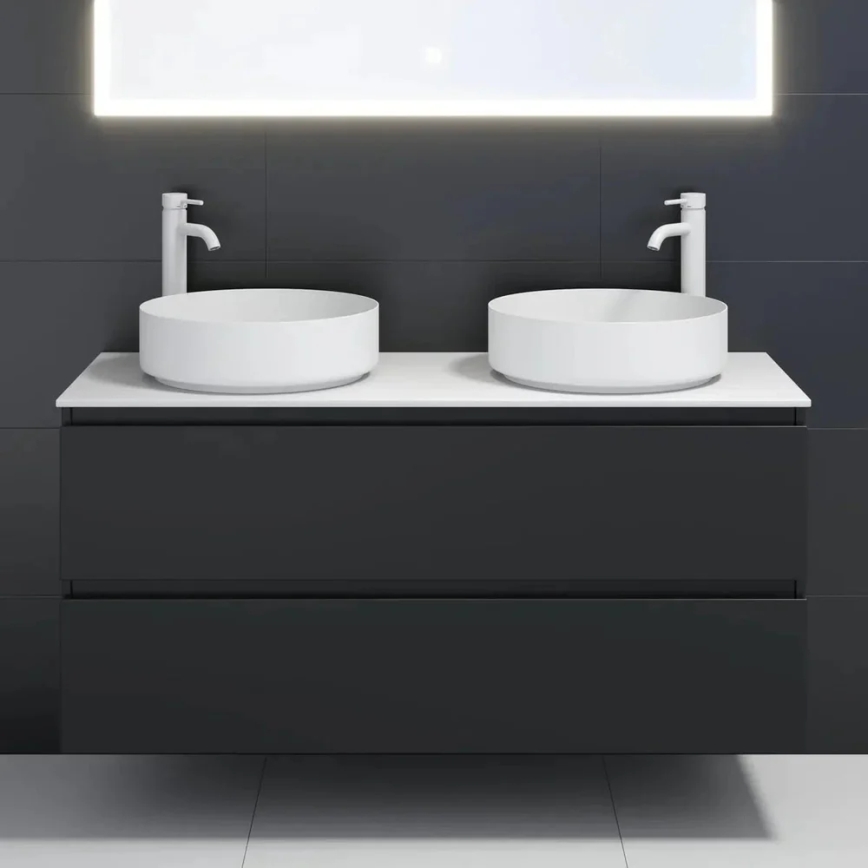 BATH DELUXE 06-040-16-01-00 - Opzetwastafel LJORDAL Ø 40 cm roestvrij staal/mat wit