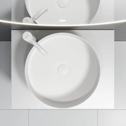 BATH DELUXE 06-040-16-01-00 - Vasque à poser LJORDAL Ø 40 cm, acier inoxydable / blanc mat