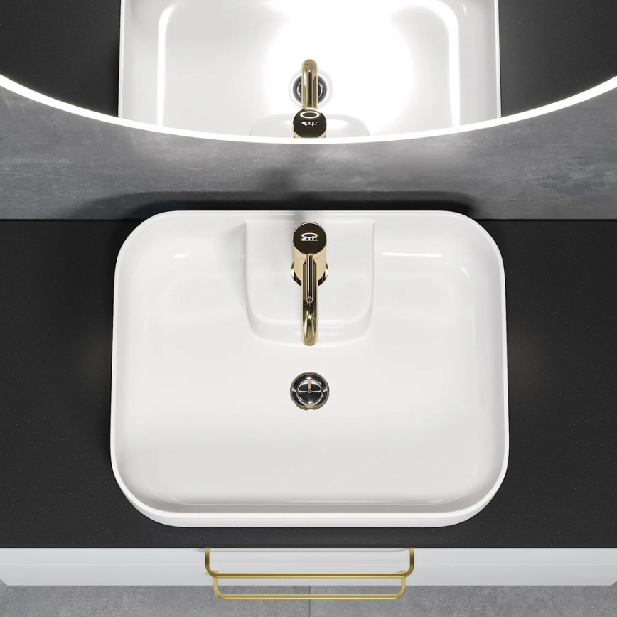 BATH DELUXE 06-050-12-11-00 - Lavabo à poser KRISTIANSAND 51x40 cm céramique/blanc brillant