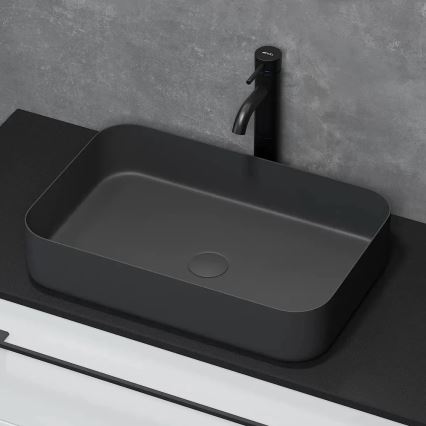 BATH DELUXE 06-052-18-02-00 - Vasque à poser LJORDAL 52 x 34 cm en acier inoxydable / noir mat