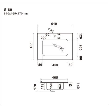 BATH DELUXE 06-060-27-11-00 - Lavabo encastré LILLESNAD 61x46 cm céramique/blanc