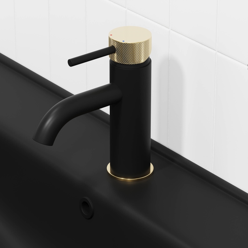 BATH DELUXE 28-005-03-72-00 - Kraan voor wastafel ANHOLT 15,6 cm zwart/messing