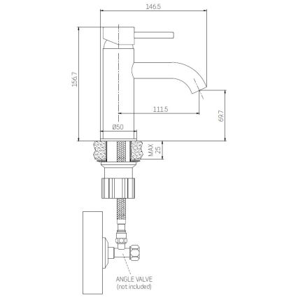 BATH DELUXE 28-005-03-72-00 - Kraan voor wastafel ANHOLT 15,6 cm zwart/messing