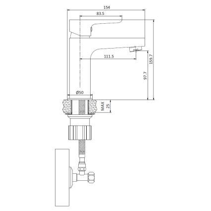 BATH DELUXE 28-005-04-02-04 - Robinet de lavabo NAESBY 15,9 cm mat noir