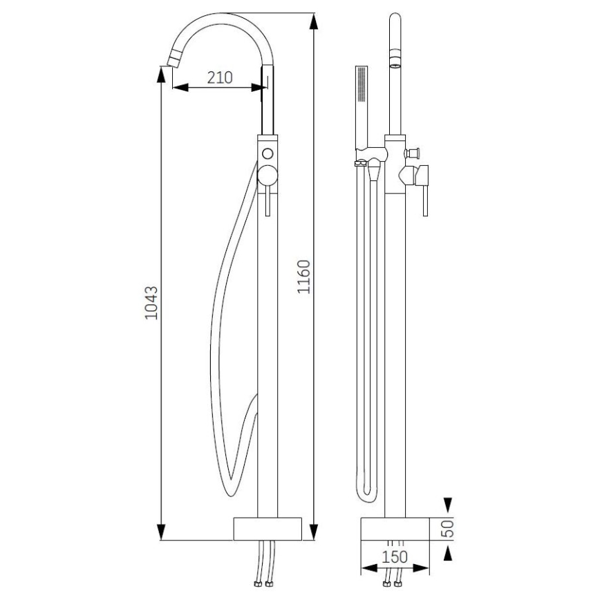 BATH DELUXE 28-114-01-64-00 - Vrijstaand badset met kraan DRAGOR 116 cm glanzend messing