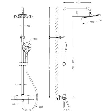BATH DELUXE 31-120-05-60-00 - Doucheset met thermostaatkraan DRAGOR glanzend chroom