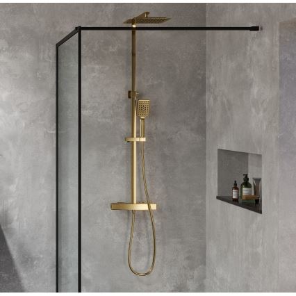 BATH DELUXE 31-120-06-70-00 - Colonnes de douche avec robinet thermostatique NAESBY brossé laiton