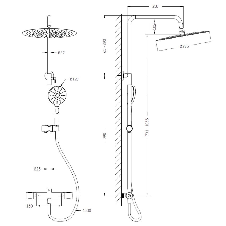 BATH DELUXE 31-120-09-63-00 - Doucheset met thermostaatkraan DRAGOR mat zwart