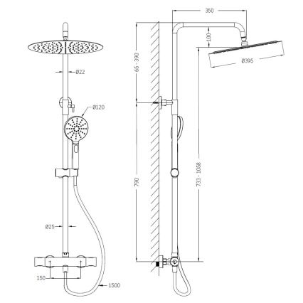 BATH DELUXE 31-120-13-63-00 - Doucheset met thermostaatkraan DRAGOR mat zwart