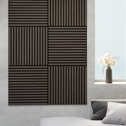BATH DELUXE 54-060-08-84-12 - LOT 4x Panneau mural acoustique DANVIKEN 60x60 cm noyer