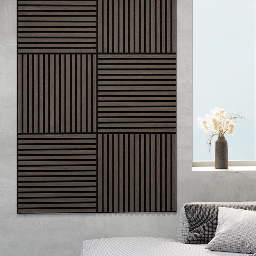 BATH DELUXE 54-060-08-84-12 - LOT 4x Panneau mural acoustique DANVIKEN 60x60 cm noyer