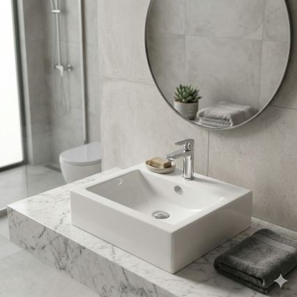 Bathco 0010 - Lavabo à poser BOLONIA 51 x 45,5 cm porcelaine/blanc