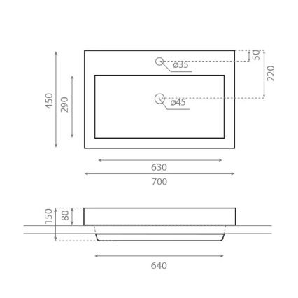 Bathco 0023 - Lavabo encastré MANCHESTER 70x45 cm porcelaine/blanc