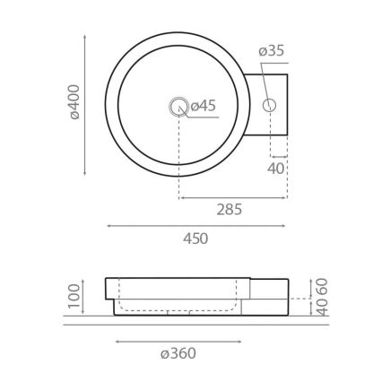 Bathco 00339 - Opzetwastafel ICONO 40x45 cm steen/grijs