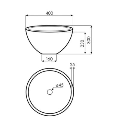 Bathco 00374 - Inbouwwastafel voor werkblad MIRAGE Ø 40 cm steen/grijs