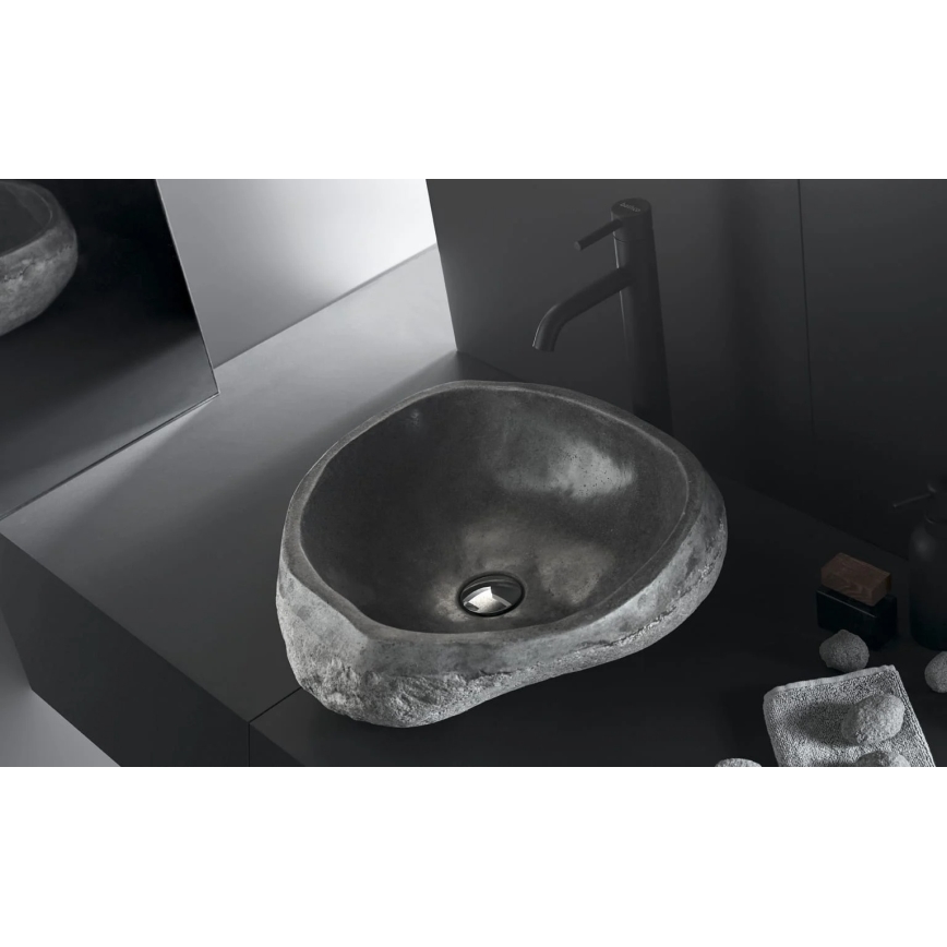 Bathco 00393 - Lavabo à poser RIO 52x47 cm pierre/gris