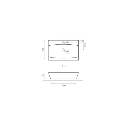 Bathco 0041 - Vasque à poser SARDINERO 61,5x37,5 cm porcelaine/blanc