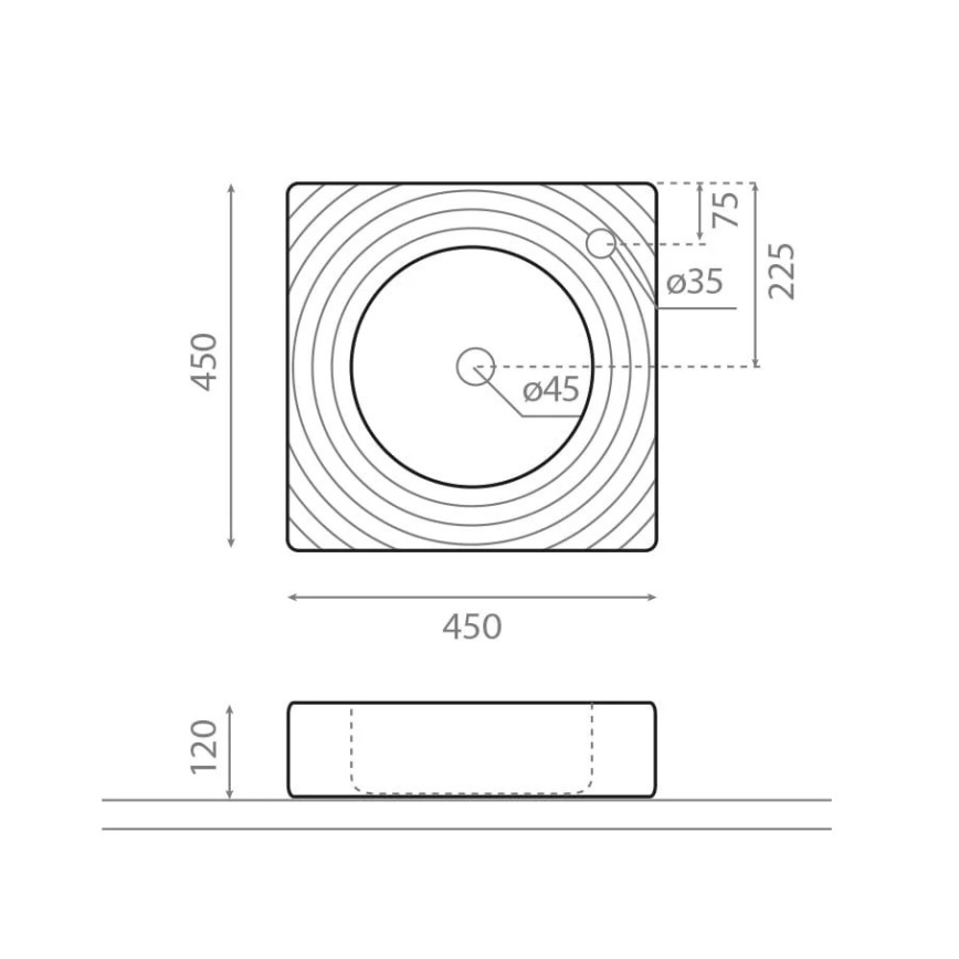 Bathco 0081 - Vasque à poser GOTA 45x45 cm porcelaine/blanc