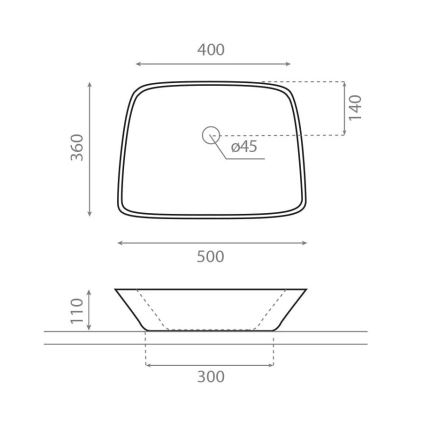 Bathco 0091 - Opzetwastafel ANABEL 50x36 cm porselein/wit