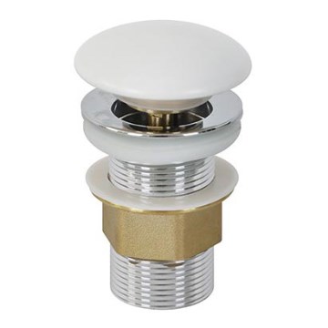 Bathco 0212MT- Bonde de lavabo sans trop-plein clic-clac Ø 6 cm chrome brillant / blanc mat