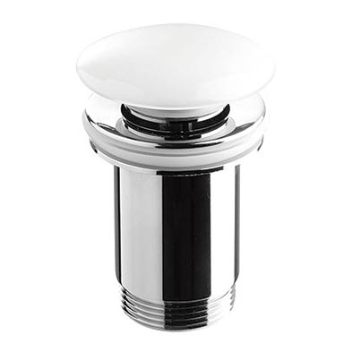 Bathco 0212PR - Bonde de lavabo sans trop-plein CLICK-CLACK Ø 6 cm blanc brillant