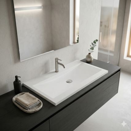 Bathco 0506 - Inbouwwastafel MANHATTAN 100x45 cm hars/wit